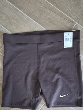 Nike Women's Brown Bike Shorts with White Swoosh